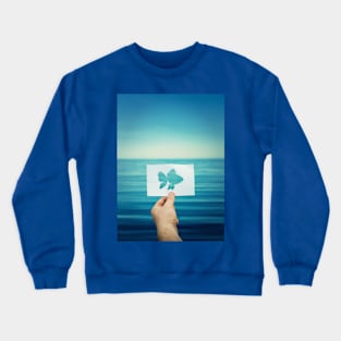 holding golden fish Crewneck Sweatshirt